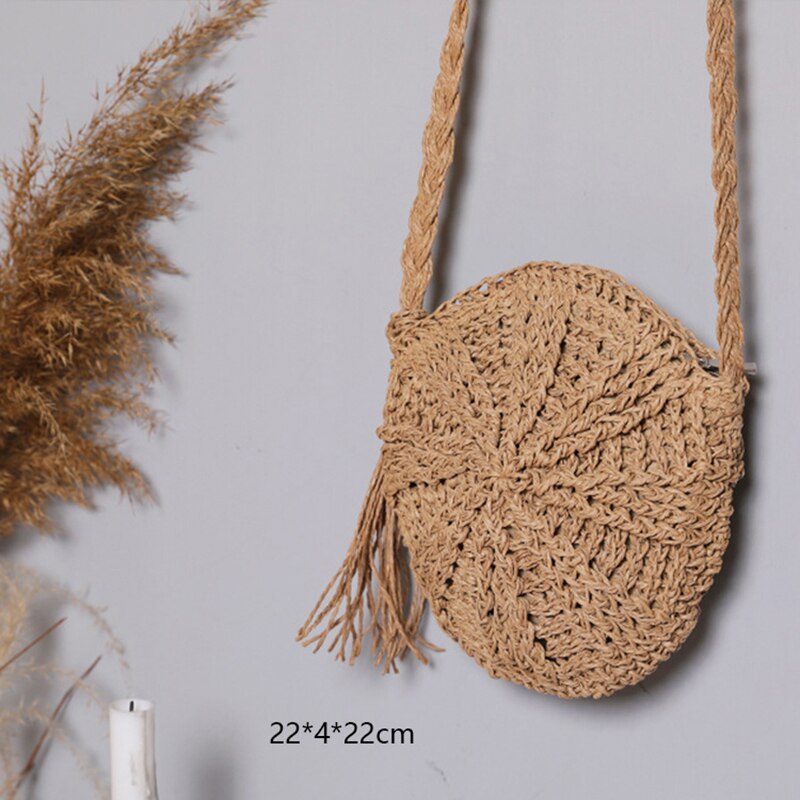 eybag Casual Half Moon Women Straw Rattan Shoulder Bags Wicker Woven Lady Hollow Crossbody Bag Summer Beach Travel Small Handbag Purse