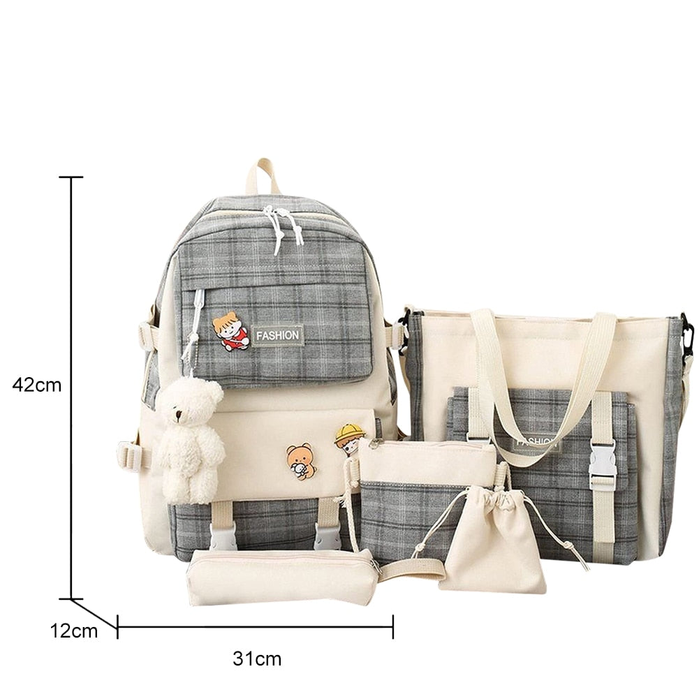 eybag Canvas Girls School Bag Cute Backpack for Women Student Teens Aesthetic Backpacks Waterproof Large Capacity Kawaii Backpack Bags