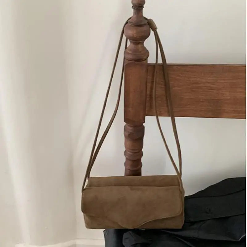 eybag 2024 Retro Frosted Suede Square Women's Bag Autumn And Winter Simple And Casual Versatile Single Shoulder Crossbody Bag Trendy