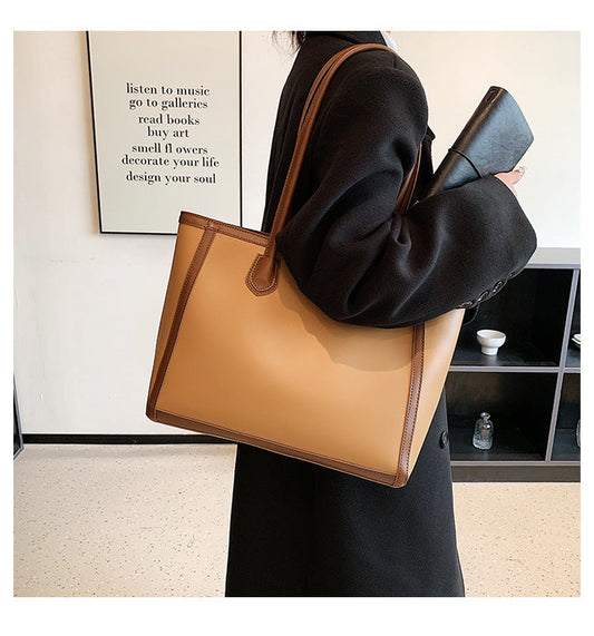 eybag female High End New Fashion Solid Color Shoulder Capacity Handheld Women's genuine leather bag