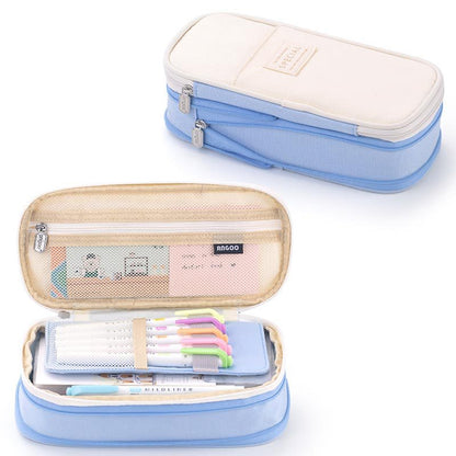 eybag Angoo Multifunctional Cosmetic Bag Macaroon Big Capacity Double-layer Canvas Pencil Case Travel Storage Pouch School Supplies