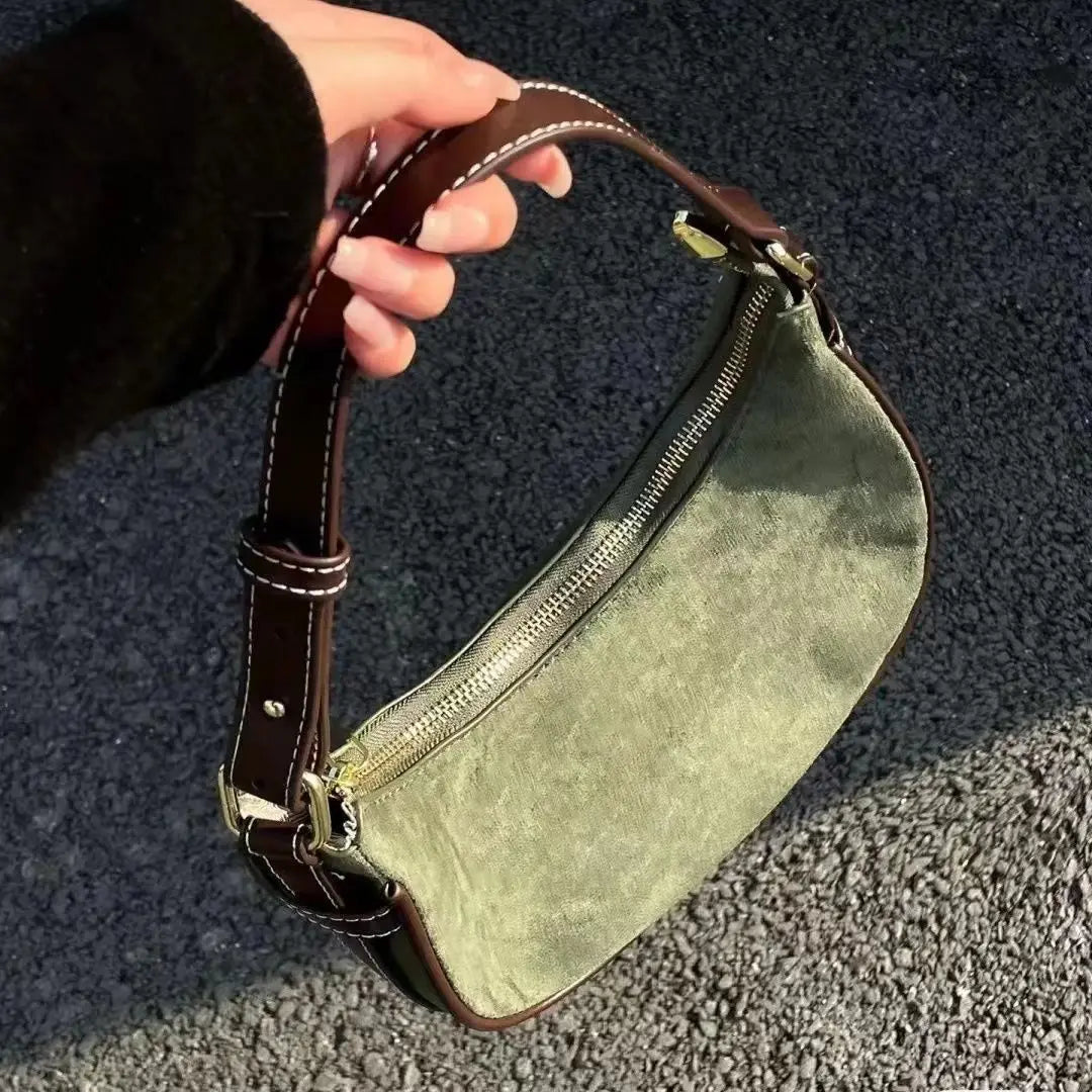 eybag Casual Green Underarm Bag Women New Vintage Hot Girls Leather Solid Shoulder Bag Female Retro Elegant Y2k Handbag Purse