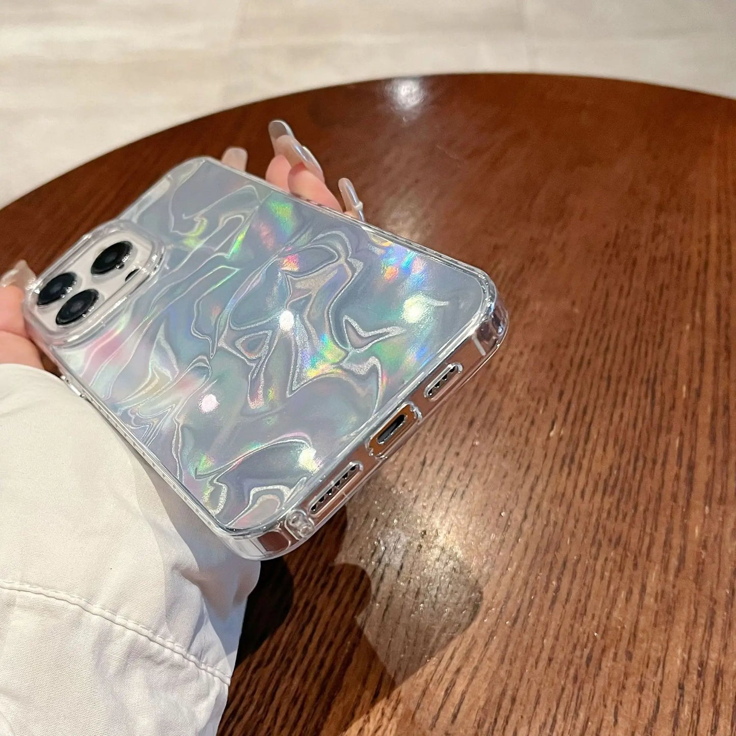 eybag Luxury Laser Water Ripple Texture Phone Case For iPhone 15 14 13 12 11 Pro X XS XR Max Plus IMD Soft Shockproof Bumber Cover