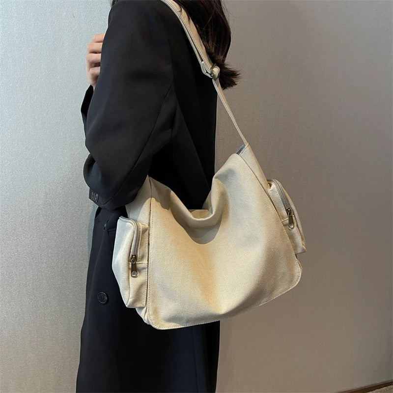 eybag Leisure Canvas Shoulder Bag For Female Students Schoolbag Fashion Unisex Travel Messenger Bag Women Large Capacity Crossbody Bag