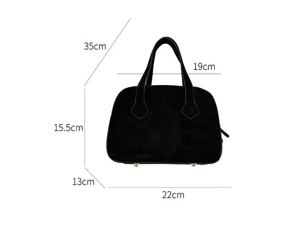 eybag Casual Faux Suede Women's Designer Handbags Luxury Boston Bags for Women 2024 Small Tote Clutch Female Commuting Bag Purses Chic