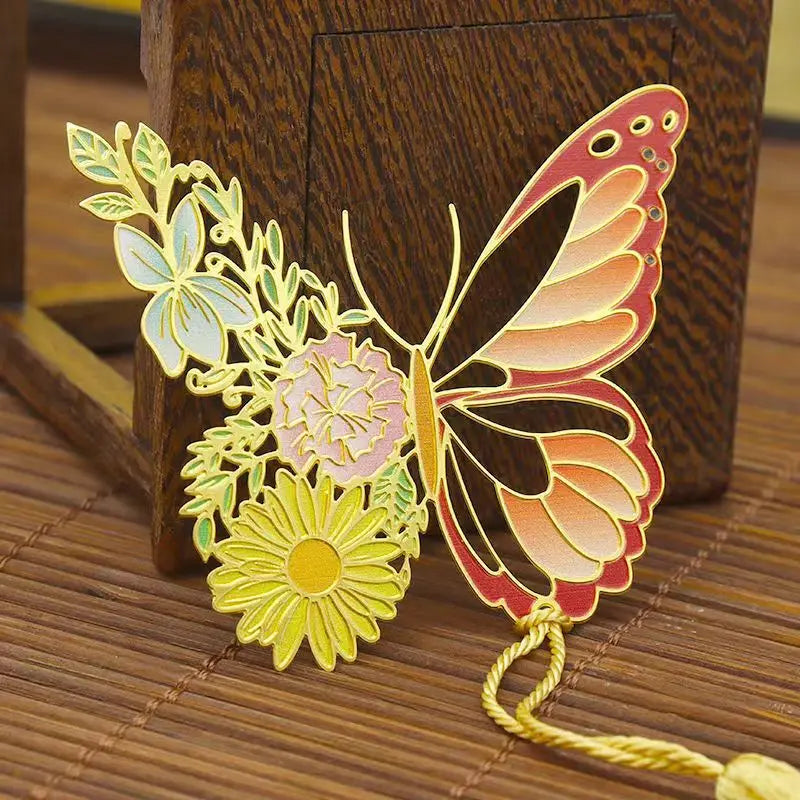 eybag Exquisite Butterfly Metal Bookmarks Fashion Flower Insect Shape Book Mark With Tassel School Office Supplies Student Stationery