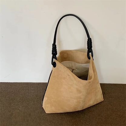 eybag Suede Tote Bag Women Retro Handbag Sanding Shoulder Bucket Bag Ladies Purses and Handbags Vintage Tote Bag