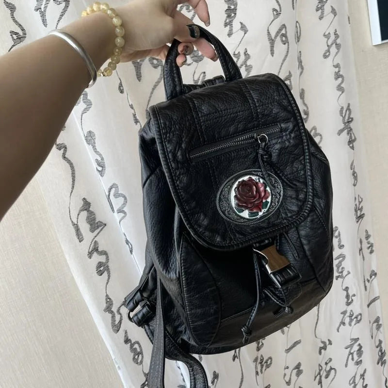 eybag Vintage Y2k Womens Backpack Original Fashion Designer Leather Backpack Casual Large Capacity Travel Ladies Aesthetic Bags