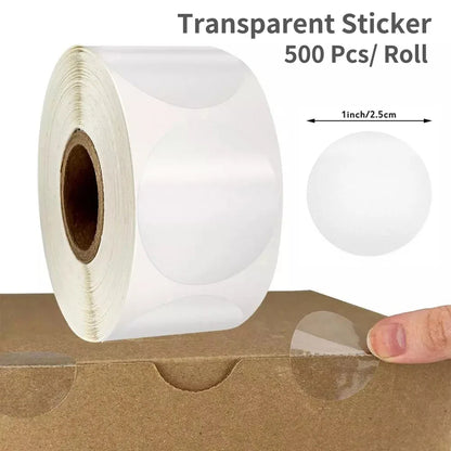 eybag 500Pcs/Roll Transparent Self-adhesive Stickers Clear Round Sealing Sticker Tape Business Package Envelope Gift Box Seal Labels