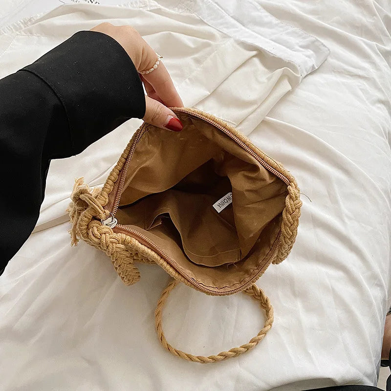 eybag Women Summer Straw Messenger Bag Hollow Out Woven Fashion Shoulder Bag Beach Tassel Designer Crossbody Travel Bag  26.99