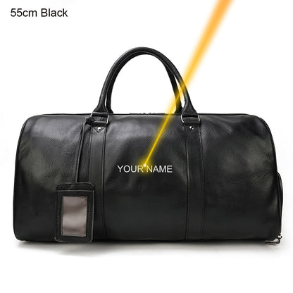 Lkblock Hot Genuine Leather Men Women Travel Bag Soft Real Leather Cowhide Carry Hand Luggage Bags Travel Shoulder Bag Male Female