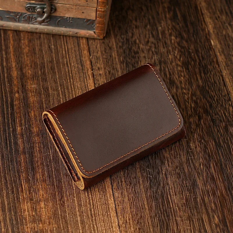 eybag Vintage Card Holder Men Genuine Leather Credit Card Holder Small Wallet Mini Purse for Men Money Bag ID Business Cards Holder