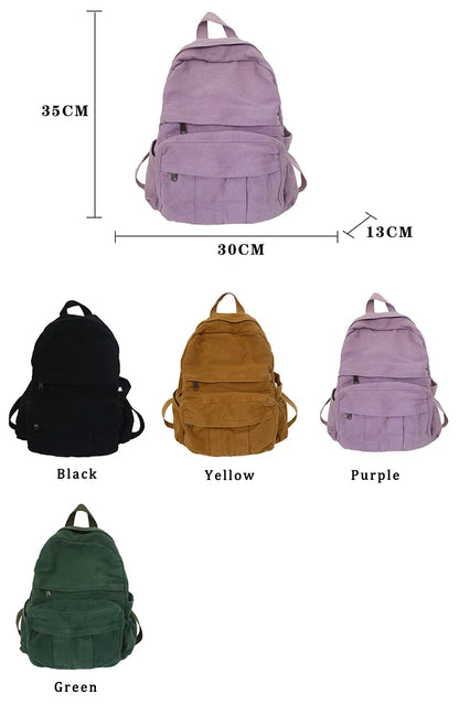 eybag Vintage Casual Backpack Women Travel Bag Fashion Canvas High Capacity Solid Women's Backpack Student Zipper School Bag Unisex