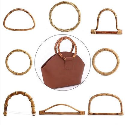 eybag 12/14 Bag Handles O Shape Bamboo Imitation Handle For DIY Lady Purse Handcrafted Handbag With Link Buckle Bags Accessories Part