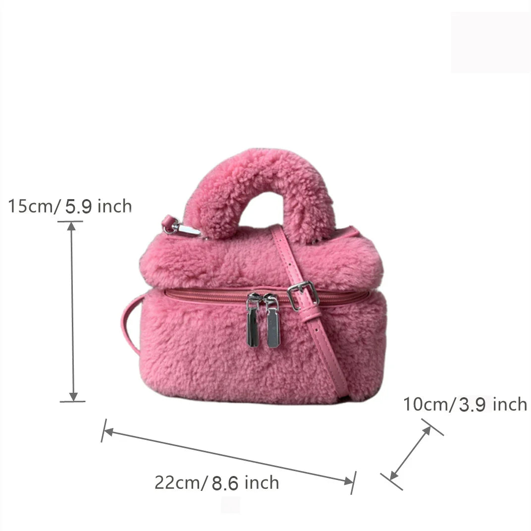 eybag Soft Plush Women's Designer Handbag Luxury Fluffy Shoulder Crossbody Bag Winter Faux Fur Bags for Women Small Warm Flap Purses