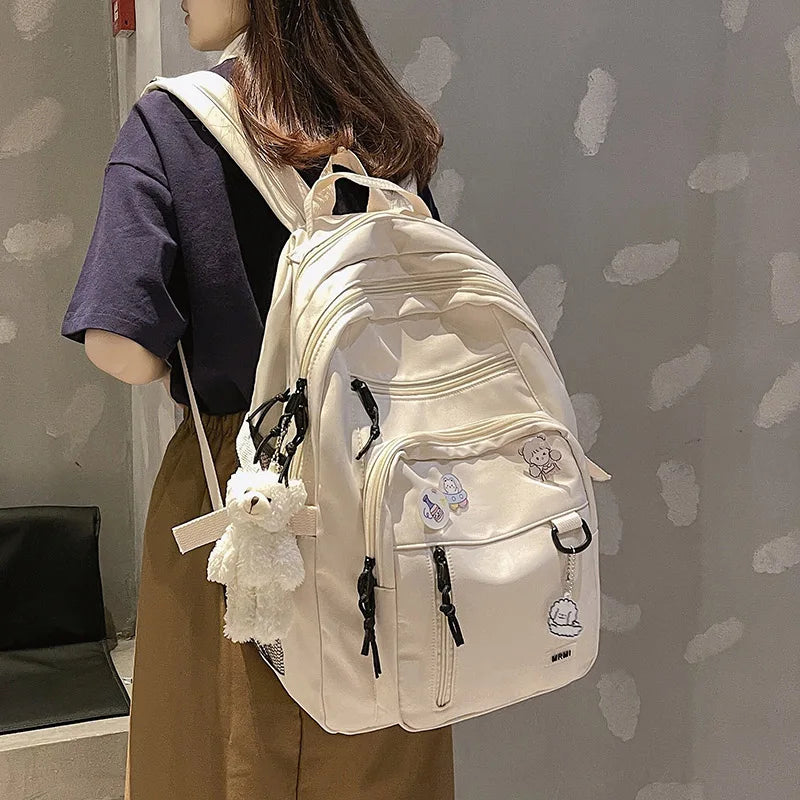 eybag Harajuku Cute School Bag For Girls Multi Pocket Waterproof Nylon Women Backpack Fashion Travel Backbags Large Capacity Bookbags