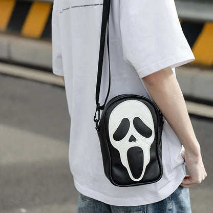 eybag Korean Gothic Funny Unusual Ghost Aesthetic Bag Anime Ghostfaced Y2k Purse Crossbody Shoulder Bag Soft Leather Unisex Designer