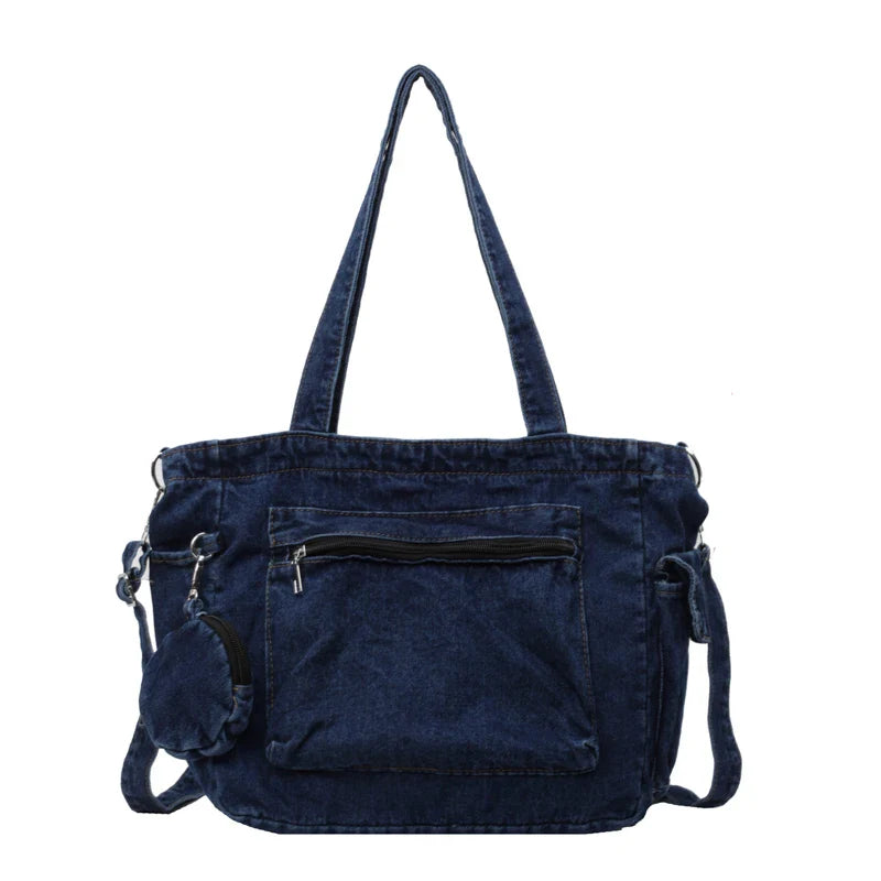 eybag Blue Classic Denim Shoulder Bags For Women Large Capacity Canvas Casual Totes Simple Fashion Pastoral Cloth Female  Handbags