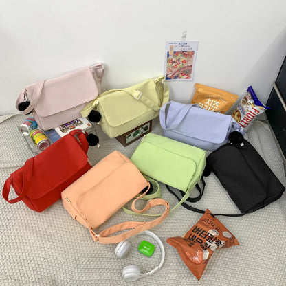 eybag Solid Color Shopping Bag Women Casual Nylon Handbags Female Large Capacity Shoulder Bags Unisex Waterproof Crossbody Bags