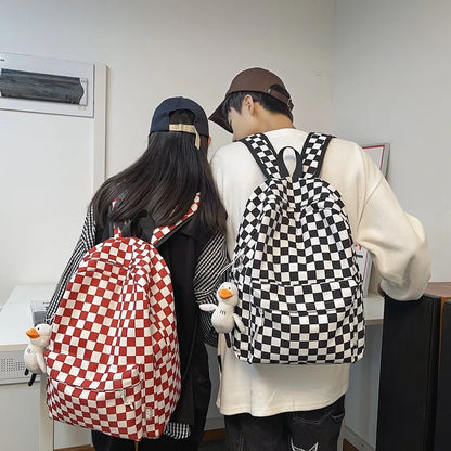 eybag Solid Color Schoolbag Backpack Boys Girls Junior High School Students Plaid Student Schoolbag New Japanese Backpack