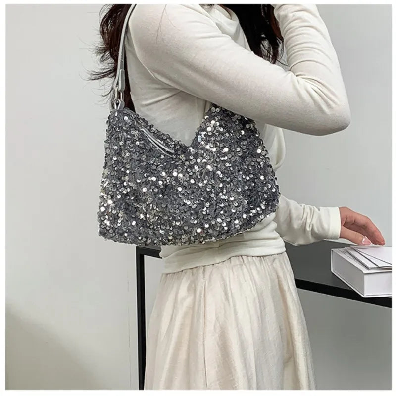 eybag Designer 2024 New Underarm Miduem Size Shoulder Bag Fashion Sequin Evening Party Handbags For Women Luxury Clutch High Quality