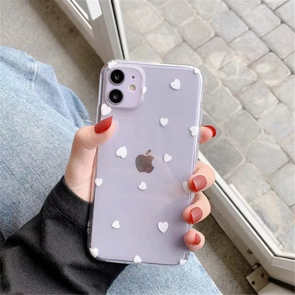 eybag Cute Love Heart Transparent Phone Case For iPhone 13 Pro Max 12 11 XR XS X 7 8 Plus SE20 Fashion Soft Silicone Clear Cover