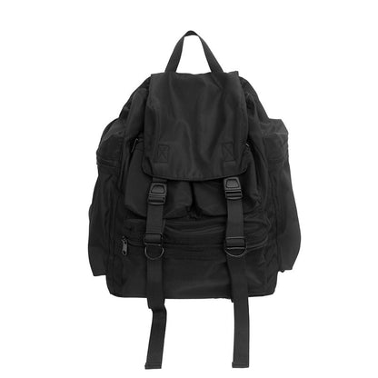 eybag Solid Black Men's Backpacks Cool Streetwear Style Man Backpack Harajuku Large Capacity School Bags Waterproof Nylon Bags for Men