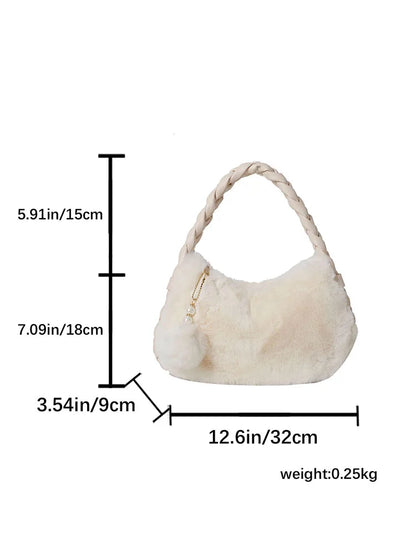 eybag Winter Plush Women's Bag Cute Soft Faux Fur Small Tote Fashion Trend Handbags Shoulder Crossbody Bags Purse