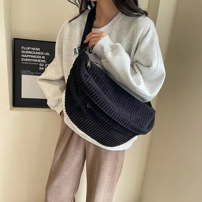 eybag Fashion Oversize Big Chest Bags For Women 2024 Female Chest Handbag And Purses Corduroy Large Capacity Crossbody Bag Waist Packs