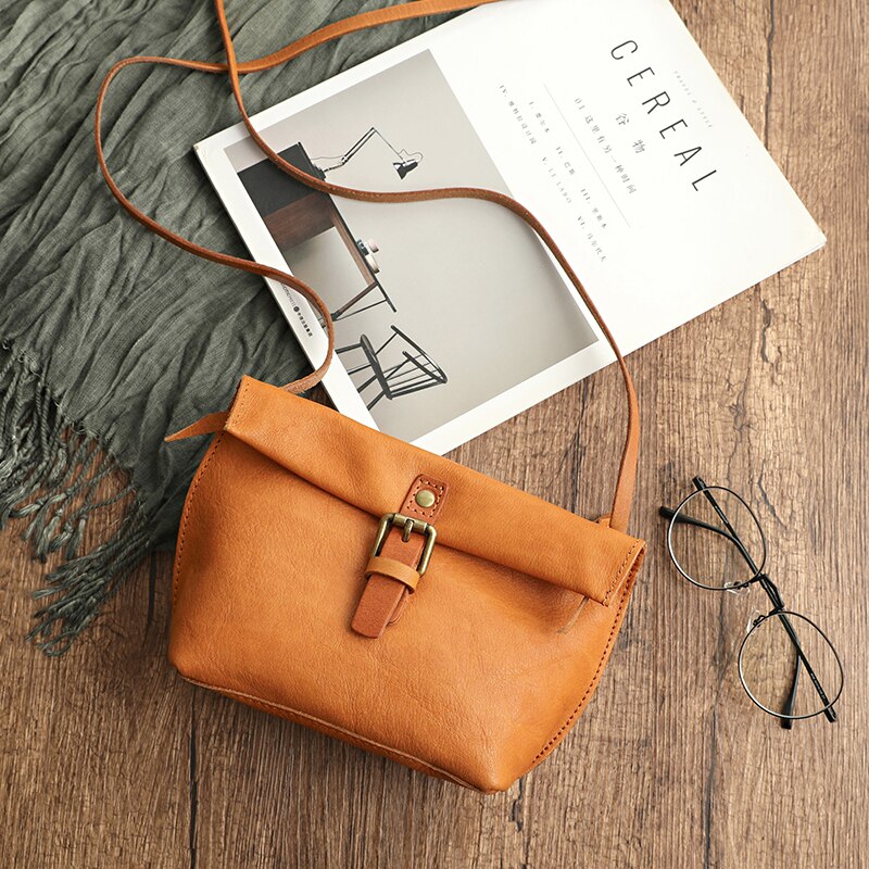 eybag Soft Genuine Leather Women Messenger Bag Female Real Leather Crossbody Shoulder Bags Small Handbag Retro Phone Bag for Girls