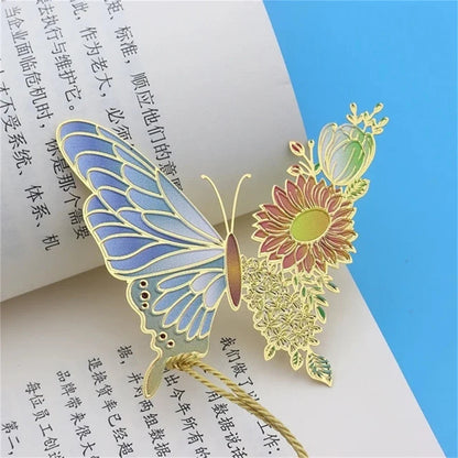 eybag Exquisite Butterfly Metal Bookmarks Fashion Flower Insect Shape Book Mark With Tassel School Office Supplies Student Stationery