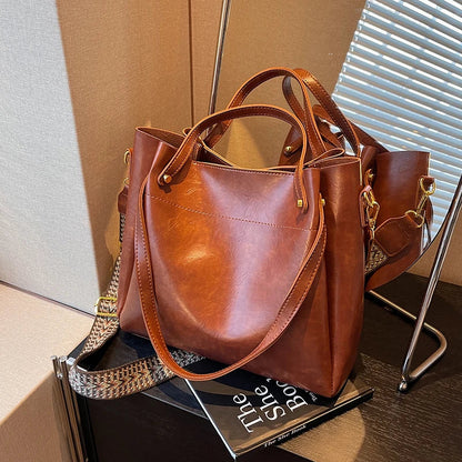 eybag Fashion Trend Leather Tote Bag for Women Female Simple Large High Capacity Shoulder Side Bag Handbags and Purses