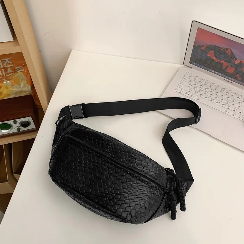 eybag Man Waist Bag Large Capacity Leather Fanny Pack Unisex Woven pattern Chest Bag Fashion Shoulder Crossbody Bags Quality Belt Bags