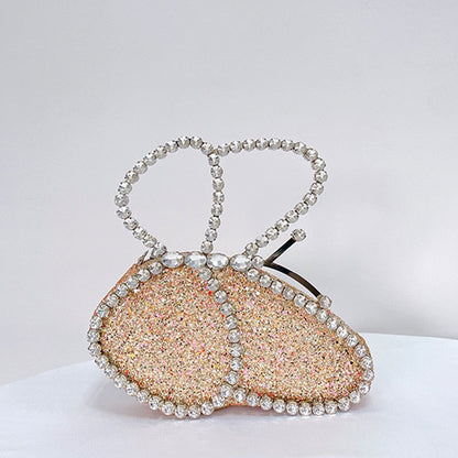 eybag Wedding Party Butterfly Designer Sequin Evening Clutch Bag Women Luxury Metal Handle Handbag Crystal Shiny Rhinestone Purse