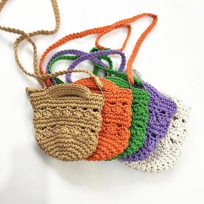 eybag Candy Color Knitting Shoulder Bag Handmade Crochet Handbags Mini Rope Woven Crossbody Bags for Women Designer Hollow Beach Bag