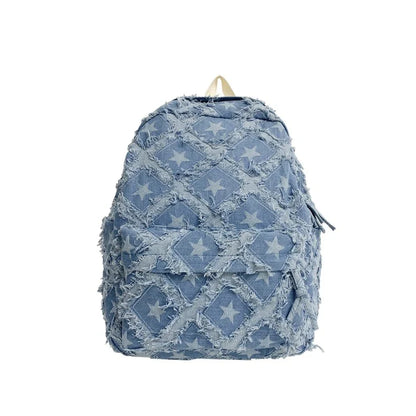 eybag American Style Denim Backpacks Large Capacity Canvas Satchels Star Cloth School Bags Cotton Leisure Or Travel Bags For Women