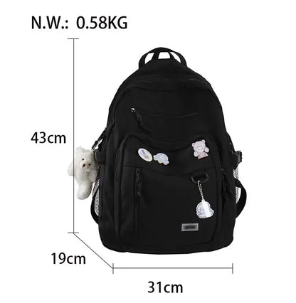 eybag New High Capacity Women Backpack Fashion Big Student Backpack Badge Rucksack Girls School Bag Female Cute Leisure Travel