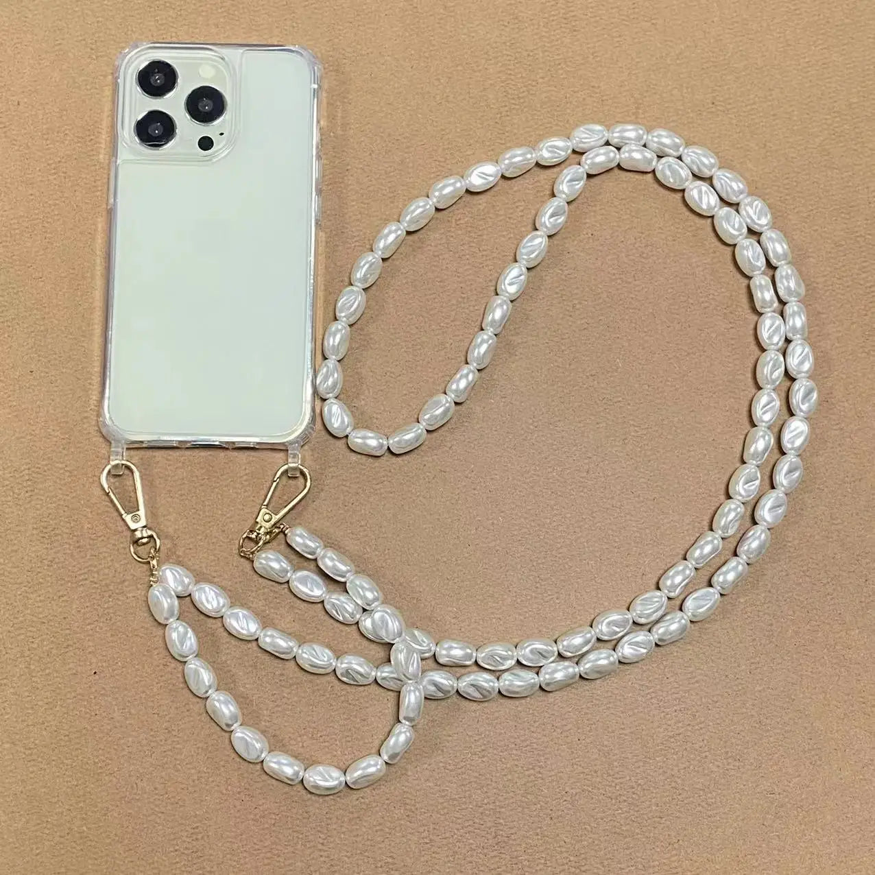 eybag DIY Luxury Pearl Chain Crossbody Strap Shockproof Acrylic Lanyard Phone Case for iPhone 14 13 12 PRO 15 Pro Max X XS 12 MINI