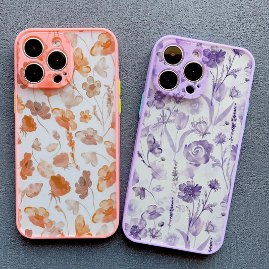 eybag Watercolor Flowers Phone Case for IPhone 15 13 12 11 Pro Max Mini 14 Pro Max Plus X XR XS SE2 8 7 Plus Shockproof Cover Fundas