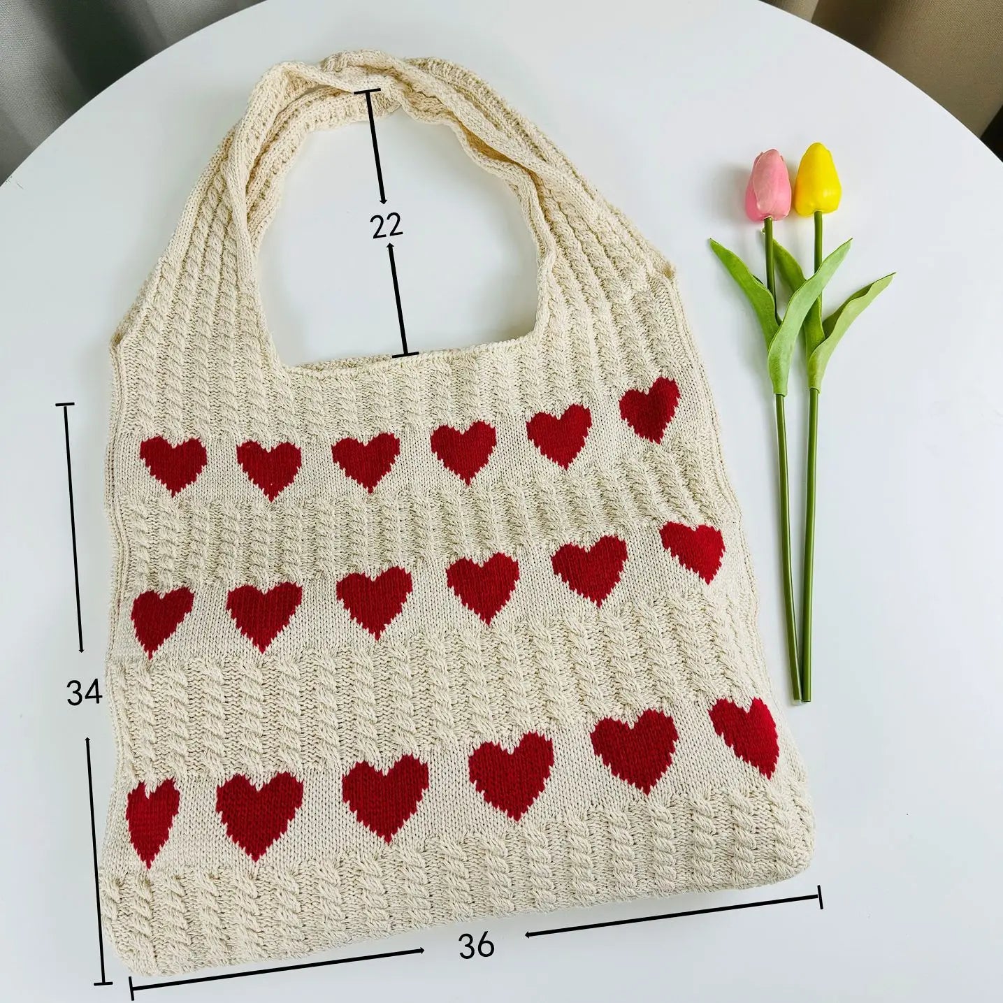 eybag Shopper Bags For Women Trend 2024 Cross Body Tote Embroideried Heart Knitted Women's Shoulder Bag Korean Popular Luxury Designer