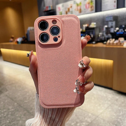 eybag Luxury Candy Color Leather Texture Phone Case For iPhone 15 14 13 12 11 Pro Max Soft Silicone Shockproof Back Cover