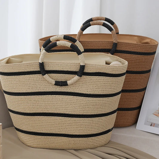 eybag Grass Woven Handheld Bag New Women Fashion Summer Seaside Beach Bag High Capacity Leisure Versatile Lady Multifinonal Woven Bags