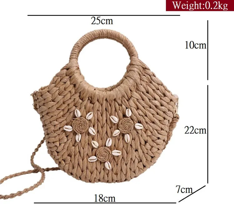 eybag Casual Handmade Rattan Handbags Female Crossbody Bags For Women Straw Bag Bohemia Beach Bags Totes Purses Women's Bag Sac