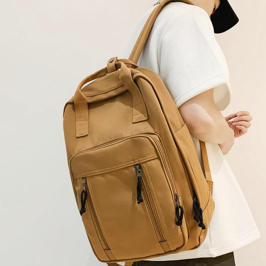 eybag Solid Color Canvas Men Backpack For Women College Student Vintage Laptop Bag Portable Lady Travel Backpack Fashion Schoolbag