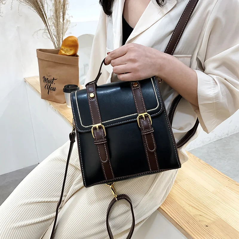 eybag Vintage women messenger bags pu leather female shoulder bag small ladies Totes 2024 new Multifunction schoolbag bagpack handbag