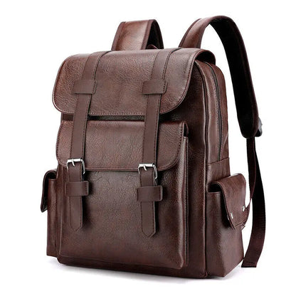 eybag Classic Vintage Men Backpack PU Leather Business Travel Rucksack High Quality Multiple Pockets Water Resistant Casual Laptop Bag