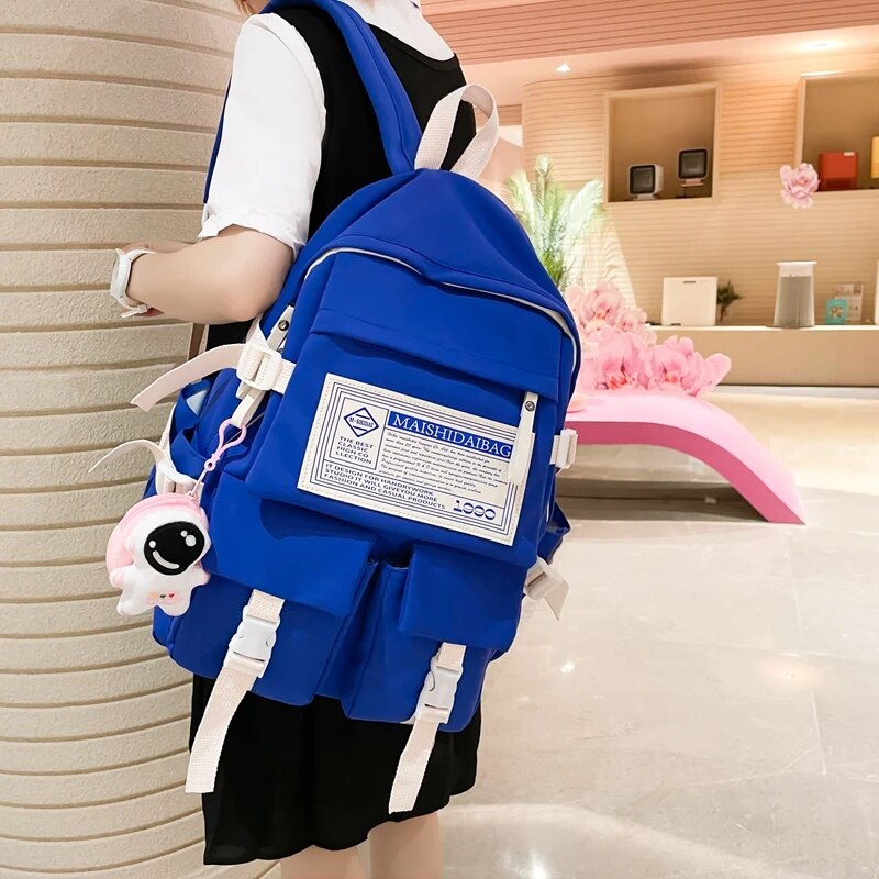 eybag - Fashion Multipocket Nylon Women Backpack Female Big Waterproof Back Bag Portable School Backpack For Girl Student Schoolbag Cool