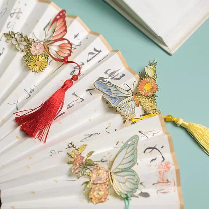 eybag Exquisite Butterfly Metal Bookmarks Fashion Flower Insect Shape Book Mark With Tassel School Office Supplies Student Stationery