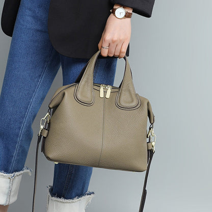 Lkblock Fashion Grey Hobo 2 Straps Shoulder Bags Large Women Tote Bags Genuine Leather Ladies Handbags Cowhide Business Work Hand Bag