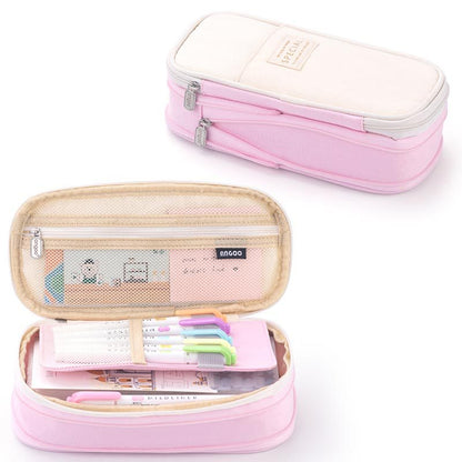 eybag Angoo Multifunctional Cosmetic Bag Macaroon Big Capacity Double-layer Canvas Pencil Case Travel Storage Pouch School Supplies